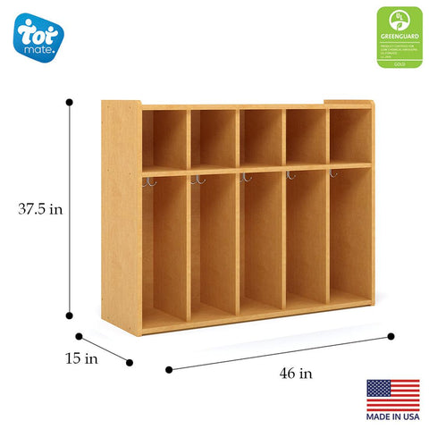 5-Section Wall Locker with Cubbies 46" Wide - Dimensions - Tot Mate 5-Section Wall Locker with Cubbies 46" Wide - Dimensions - Tot Mate