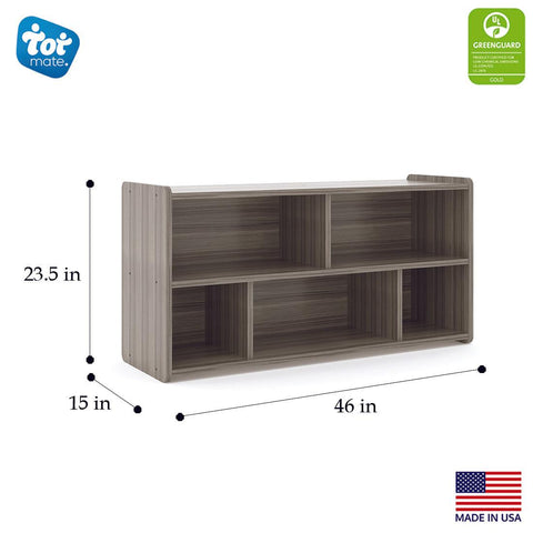 Daycare Cube Storage Shelf - 46" Wide - 5 Cube Organizer - Elm - Dimensions - Tot Mate  Daycare Cube Storage Shelf - 46" Wide - 5 Cube Organizer - Elm - Dimensions - Tot Mate