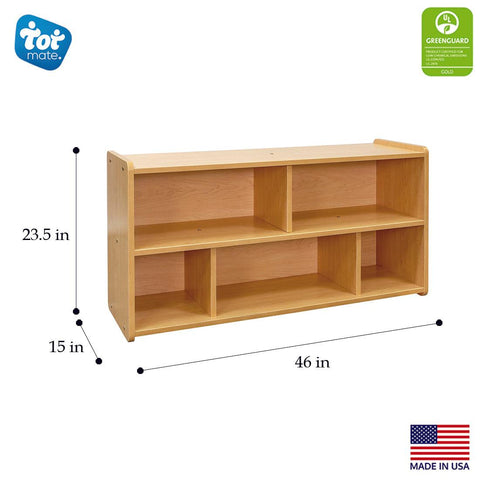 Daycare Cube Storage Shelf - 46" Wide - 5 Cube Organizer - Maple - Dimensions - Tot Mate  Daycare Cube Storage Shelf - 46" Wide - 5 Cube Organizer - Maple - Dimensions - Tot Mate