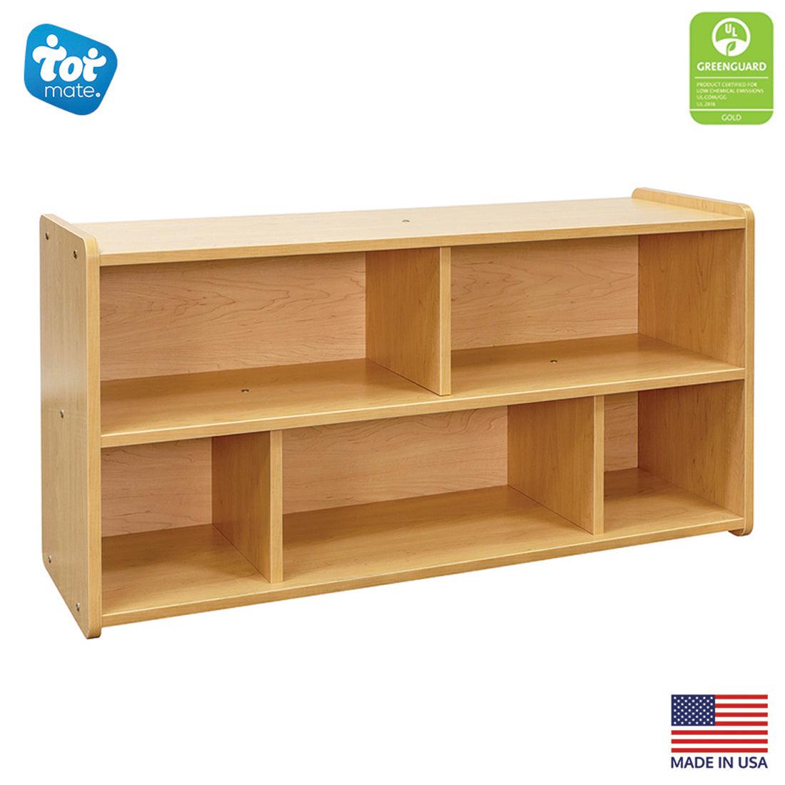 Daycare Cube Storage Shelf - 46" Wide - 5 Cube Organizer - Maple - Tot Mate  Daycare Cube Storage Shelf - 46" Wide - 5 Cube Organizer - Maple - Tot Mate