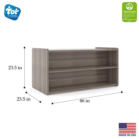 Toddler Shelf Storage - Dimensions - Double Sided 46" Wide - Tot Mate Daycare Furniture Toddler Shelf Storage - Dimensions - Double Sided 46" Wide - Tot Mate Daycare Furniture