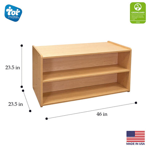 Toddler Shelf Storage - Double Sided 46" Wide Bookshelf - Tot Mate Daycare Furniture Toddler Shelf Storage - Double Sided 46" Wide Bookshelf - Tot Mate Daycare Furniture
