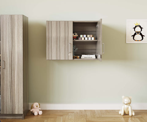 2-Shelf Small Wall Cabinet in Elm - Tot Mate Teacher Storage 2-Shelf Small Wall Cabinet in Elm - Tot Mate Teacher Storage