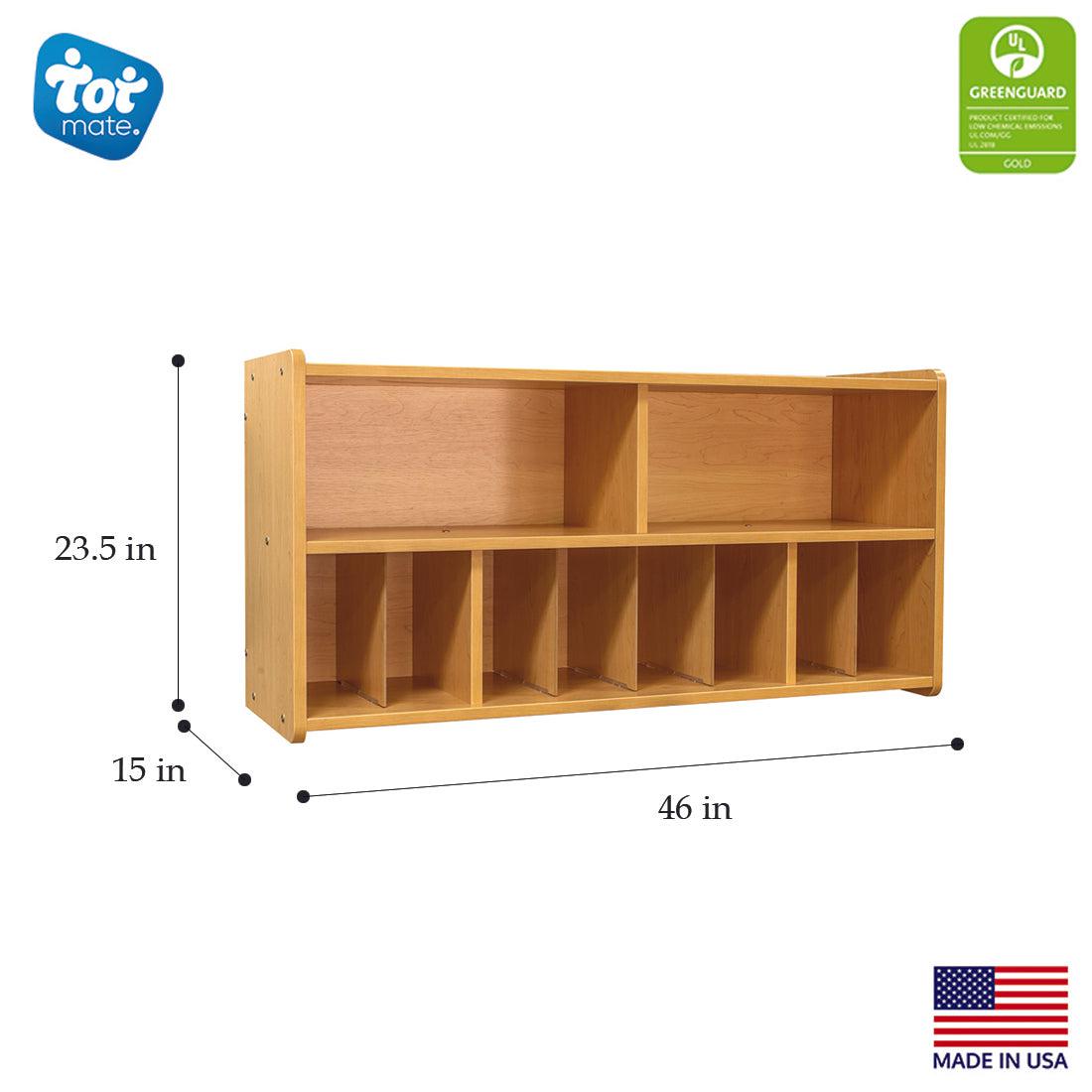 Diaper Storage 46" Wide - Maple - Measurements - Tot Mate Diaper Storage 46" Wide - Maple - Measurements - Tot Mate