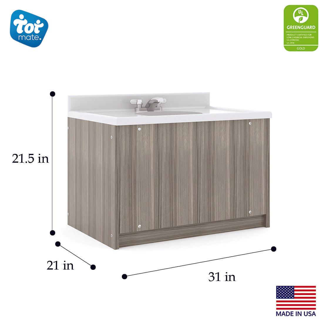 Single Floor Mount Kids Vanity with Sink 31" Wide - dimensions - Tot Mate Single Floor Mount Kids Vanity with Sink 31" Wide - dimensions - Tot Mate