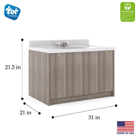 Single Floor Mount Kids Vanity with Sink 31" Wide - dimensions - Tot Mate Single Floor Mount Kids Vanity with Sink 31" Wide - dimensions - Tot Mate