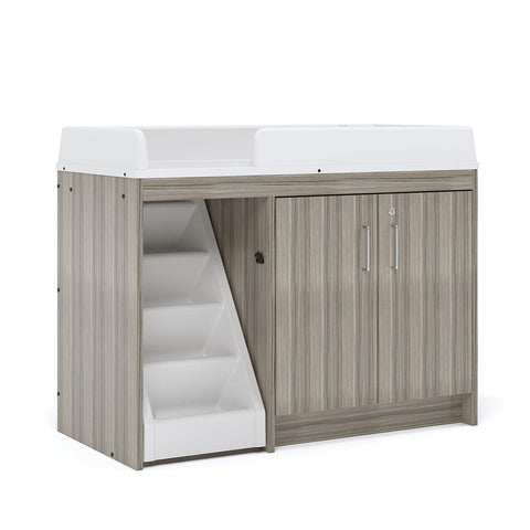 Walkup Toddler Changing Table with Stairs - Grey - Back - Tot Mate Daycare Furniture Walkup Toddler Changing Table with Stairs - Grey - Back - Tot Mate Daycare Furniture