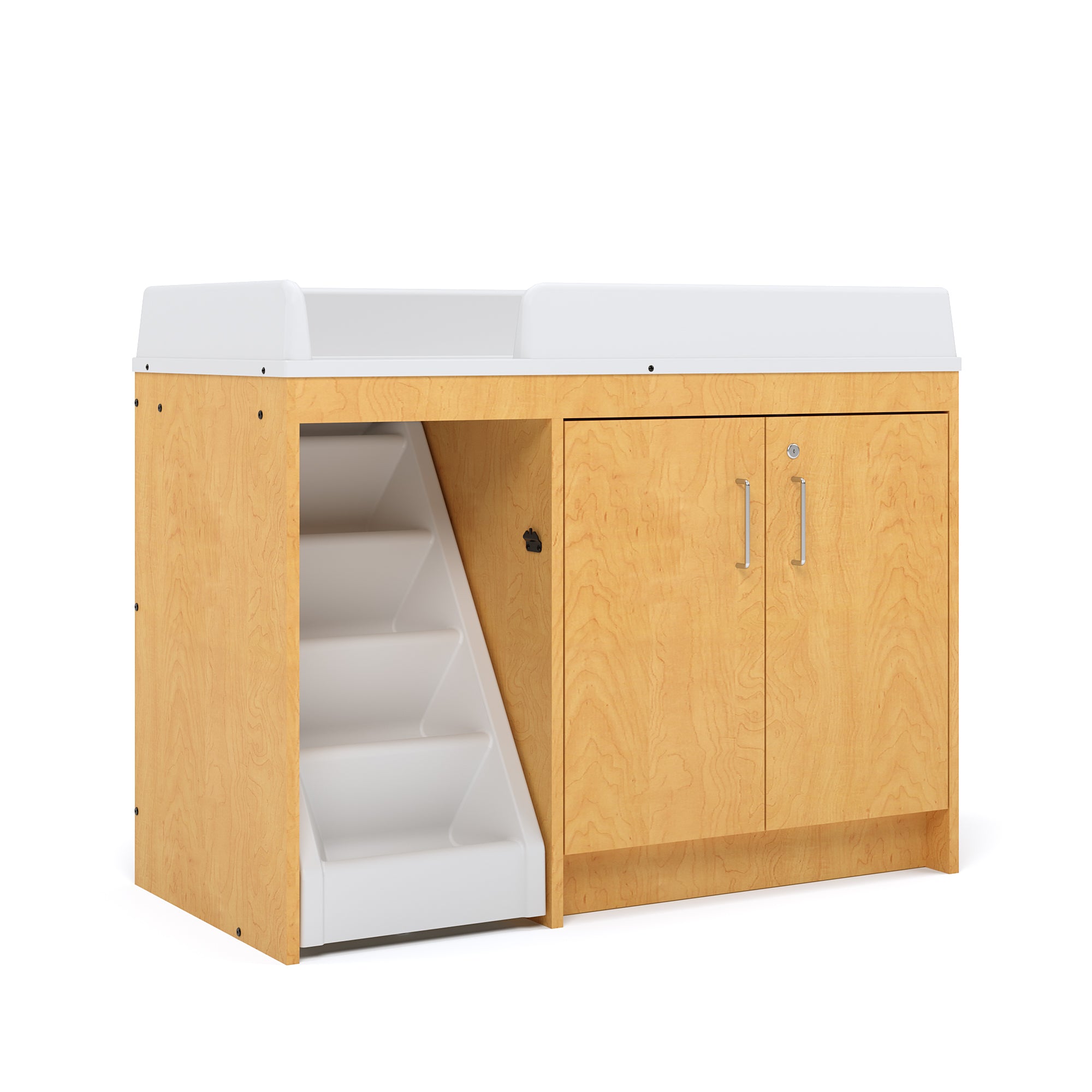Walkup Toddler Changing Table with Stairs and Lockable Storage Cabinet - Tot Mate Daycare Furniture Walkup Toddler Changing Table with Stairs and Lockable Storage Cabinet - Tot Mate Daycare Furniture
