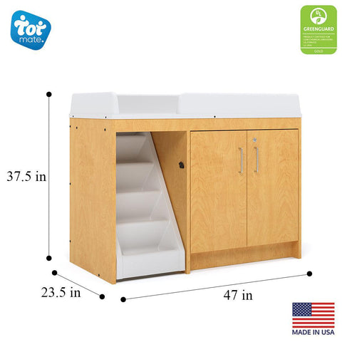 Walkup Toddler Changing Table with Stairs - Dimensions - Tot Mate Daycare Furniture Walkup Toddler Changing Table with Stairs - Dimensions - Tot Mate Daycare Furniture