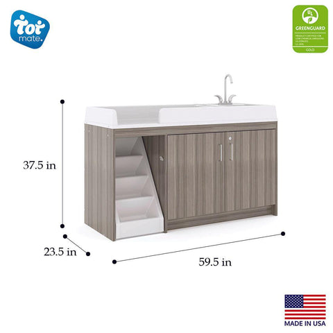 Toddler Walkup Changing Table with Sink 59-1/2" Wide - Tot Mate Toddler Walkup Changing Table with Sink 59-1/2" Wide - Tot Mate