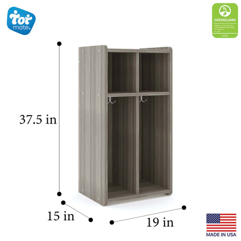 2-Section Wall Locker with Cubbies 19" Wide - Tot Mate 2-Section Wall Locker with Cubbies 19" Wide - Tot Mate
