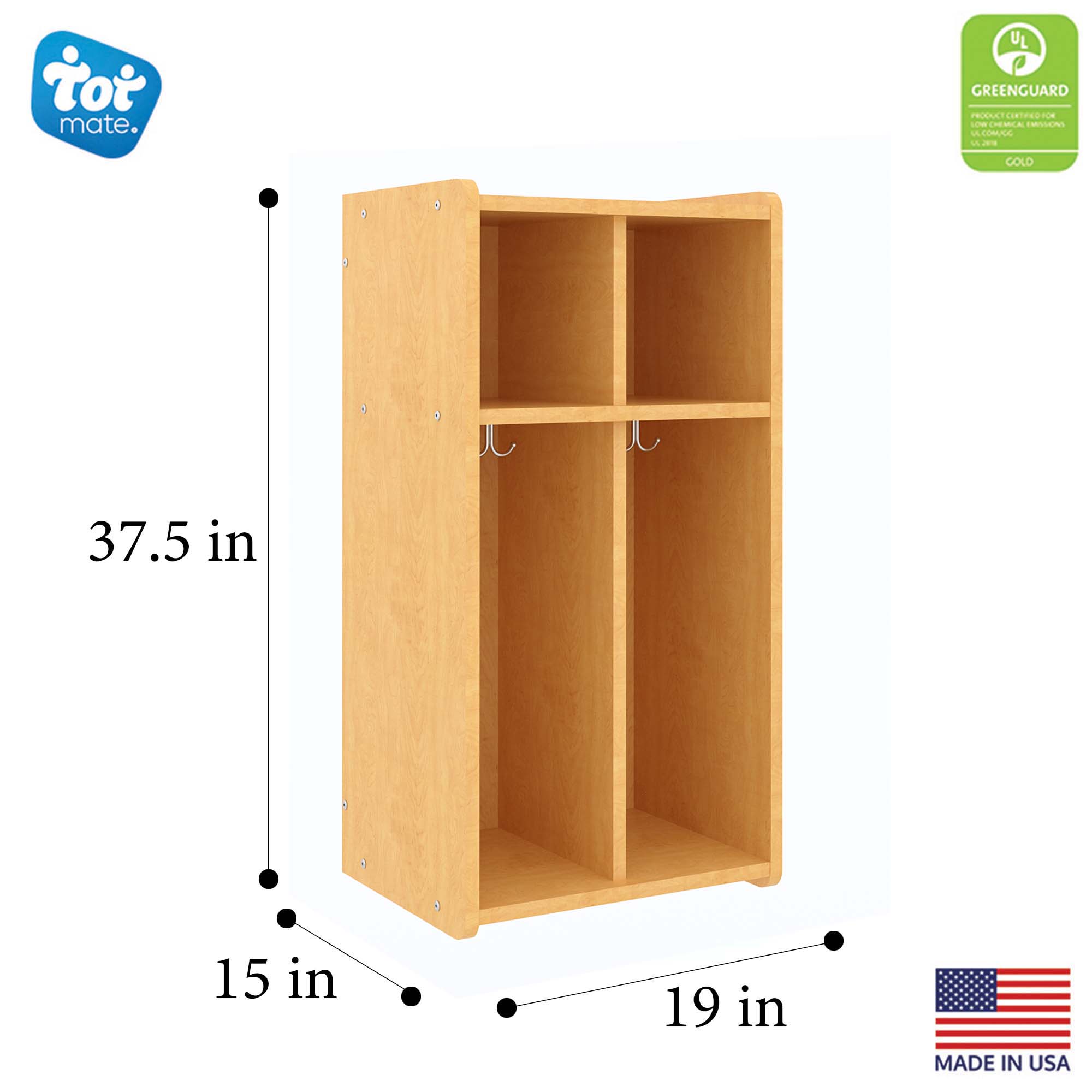 2-Section Wall Locker with Cubbies 19" Wide - Tot Mate 2-Section Wall Locker with Cubbies 19" Wide - Tot Mate