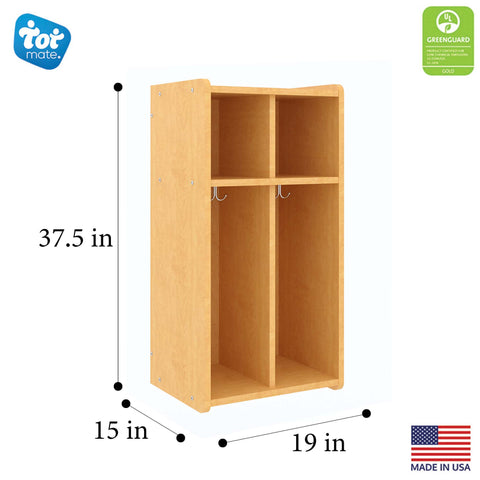 2-Section Wall Locker with Cubbies 19" Wide - Tot Mate 2-Section Wall Locker with Cubbies 19" Wide - Tot Mate