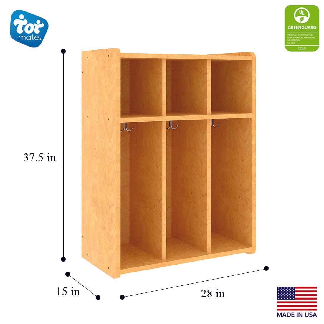 3-Section Wall Locker with Cubbies 28" Wide - Tot Mate 3-Section Wall Locker with Cubbies 28" Wide - Tot Mate