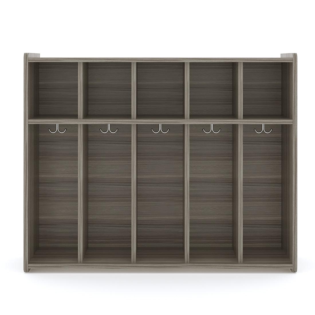 5-Section Wall Locker with Cubbies 46" Wide - Shadow Elm - Tot Mate 5-Section Wall Locker with Cubbies 46" Wide - Shadow Elm - Tot Mate