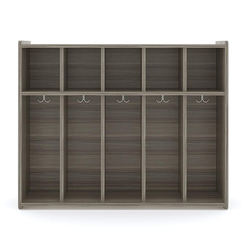 5-Section Wall Locker with Cubbies 46" Wide - Shadow Elm - Tot Mate 5-Section Wall Locker with Cubbies 46" Wide - Shadow Elm - Tot Mate