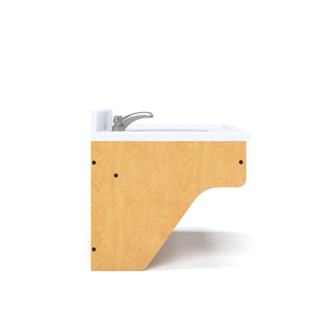 Kids' Wall Vanity Sink - 31" Wide - Maple - Side View - Daycare & Classroom Sinks - Tot Mate Kids' Wall Vanity Sink - 31" Wide - Maple - Side View - Daycare & Classroom Sinks - Tot Mate