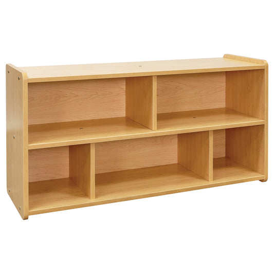 Daycare Cube Storage Shelf - 46" Wide - 5 Cube Organizer - Maple - Tot Mate