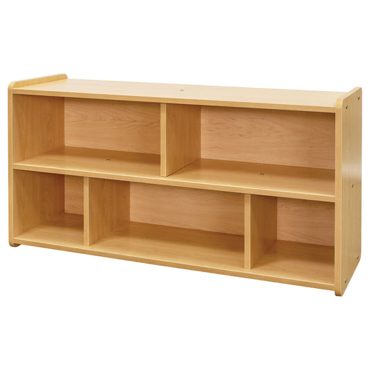 Daycare Cube Storage Shelf - 46" Wide 5 Cube Organizer - Maple - Tot Mate