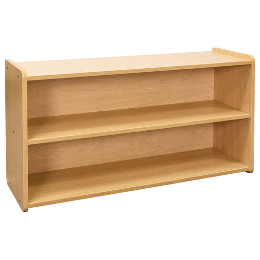Toddler Storage Shelf - Large Toy Shelf - Maple Angled View - Tot Mate