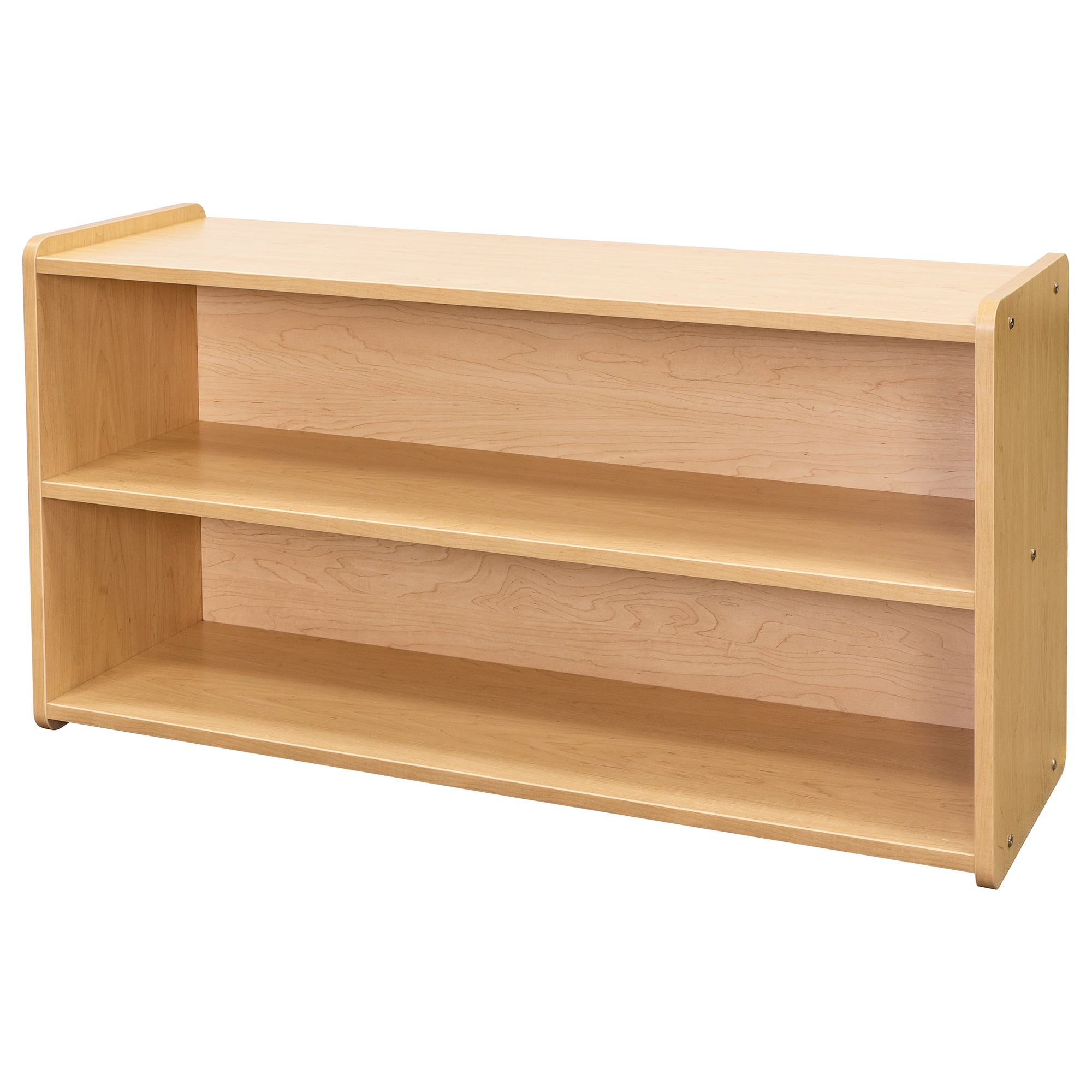 Toddler Storage Shelf - Large Toy Shelf - Maple Angled View - Tot Mate Toddler Storage Shelf - Large Toy Shelf - Maple Angled View - Tot Mate