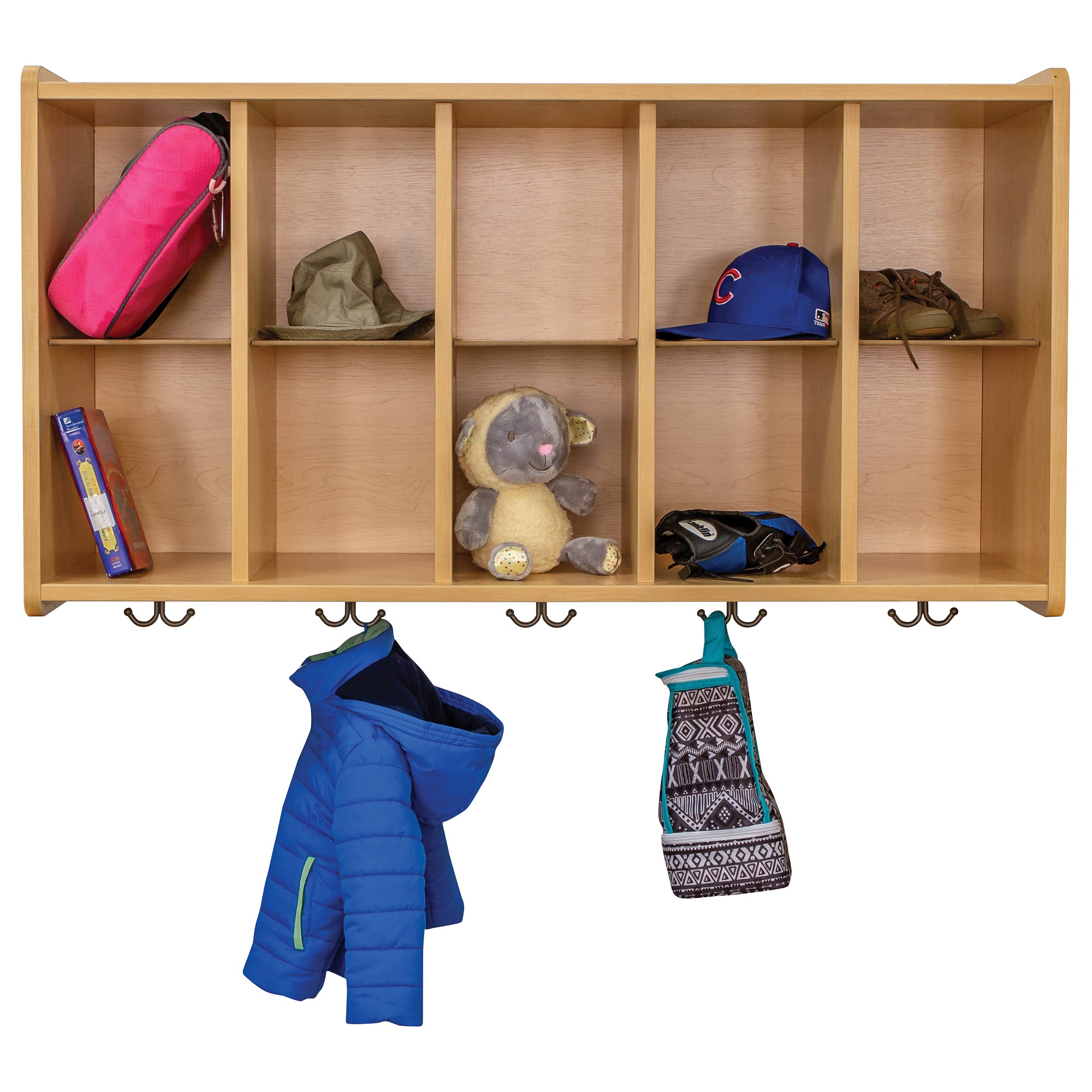 Wall Mounted Cubbies Storage 46" Wide - Maple - Tot Mate Daycare and Preschool Cubbies Wall Mounted Cubbies Storage 46" Wide - Maple - Tot Mate Daycare and Preschool Cubbies