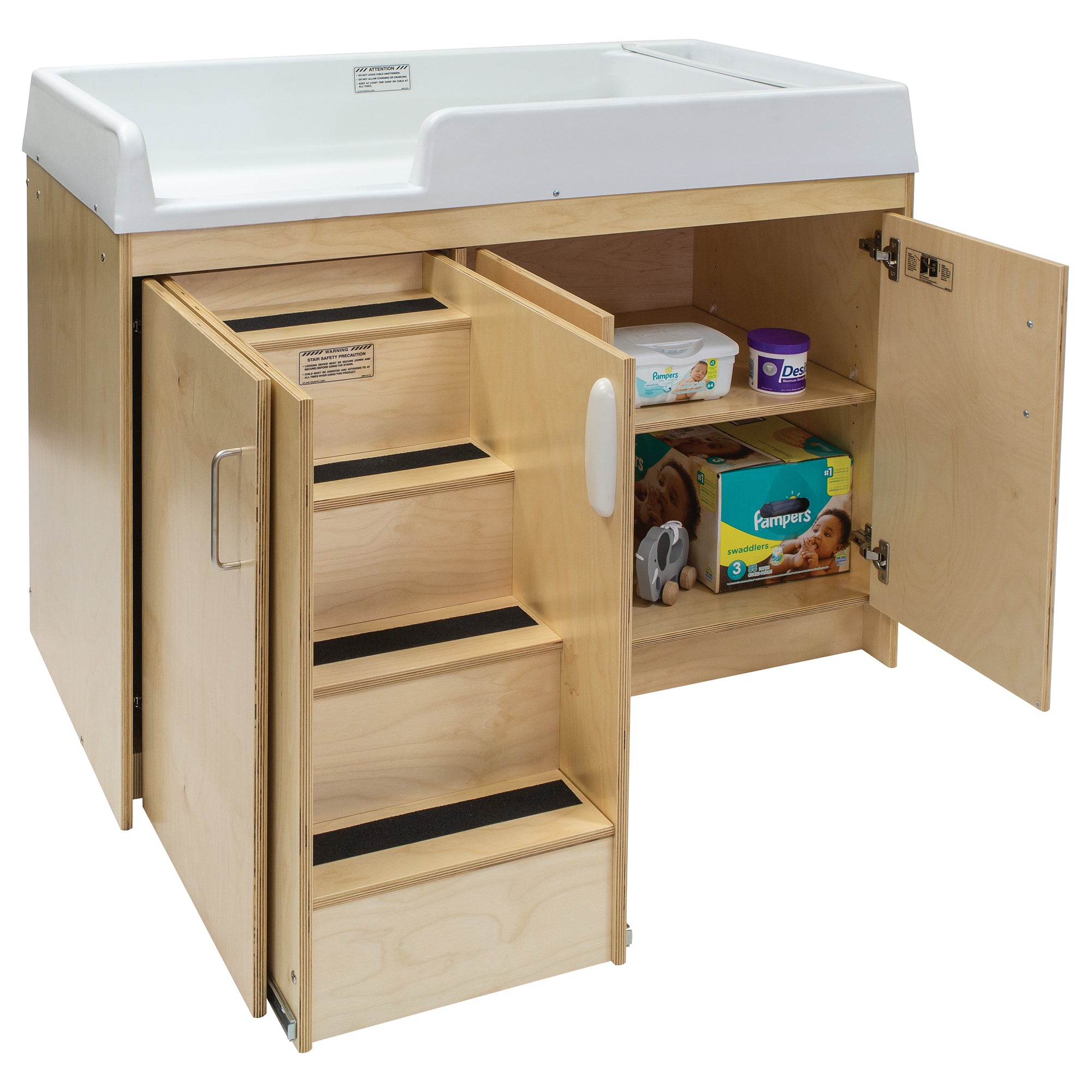 Birch Plywood Toddler Walkup Changing Table - Tot Mate Birch Plywood Toddler Walkup Changing Table - Tot Mate