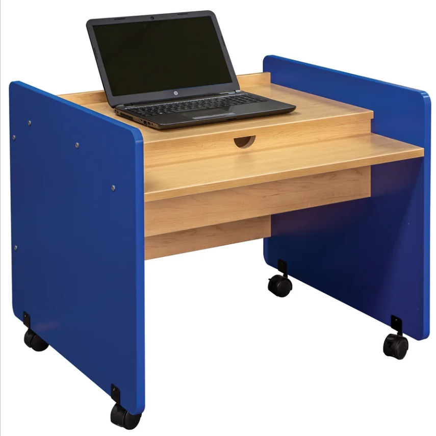 Single Mobile Desk 30" Wide Royal Blue