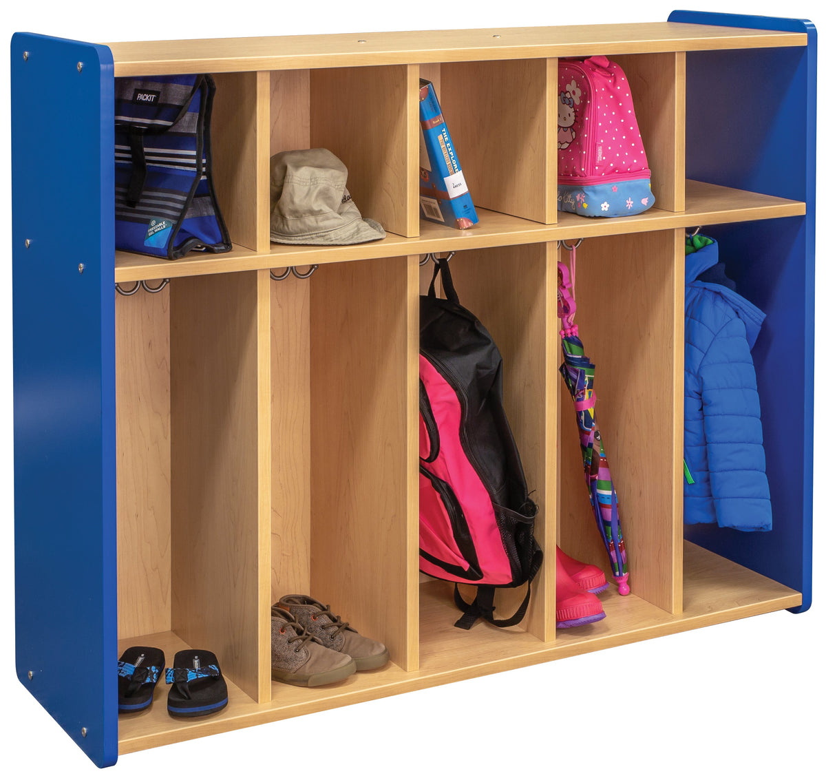 Toddler Floor Locker with Cubbies 46" Wide Royal Blue
