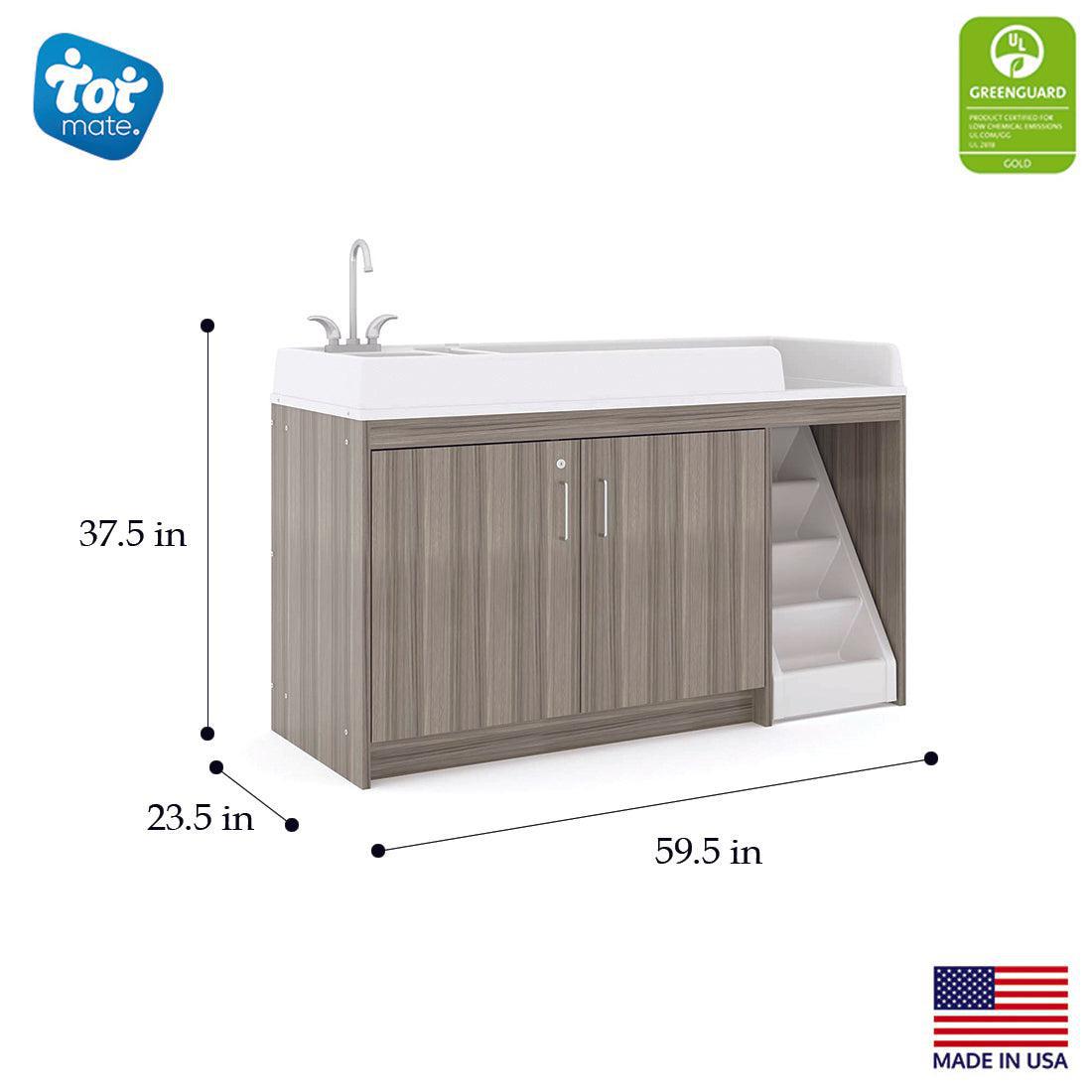 Toddler Walkup Changing Table with Sink 59-1/2" Wide - Tot Mate