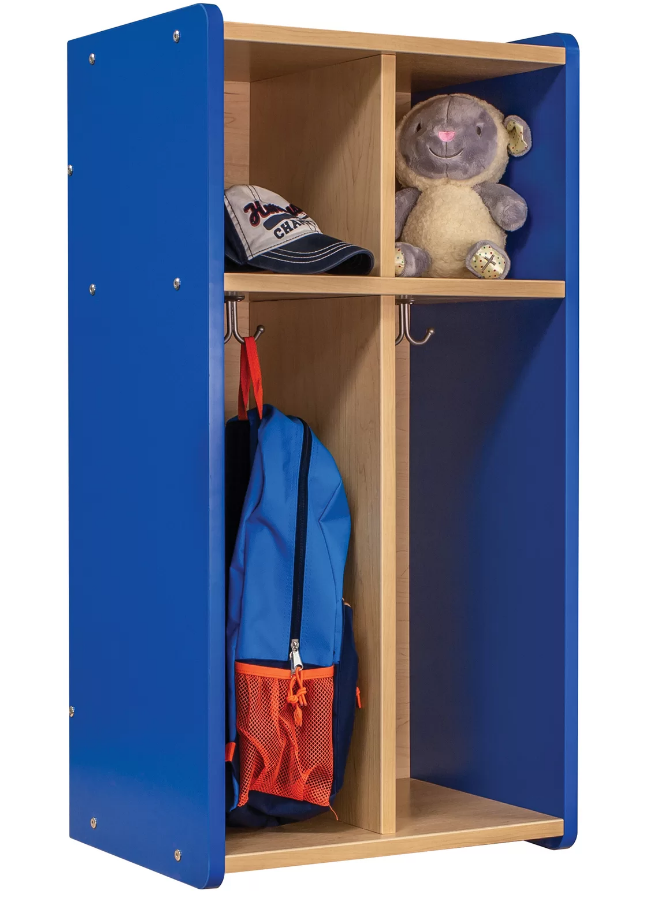 2-Section Wall Locker with Cubbies 19" Wide Royal Blue