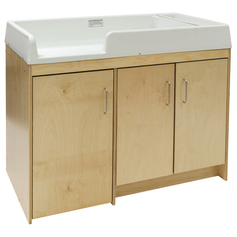 Birch Plywood Toodler Walkup Changing Table with Three Wooden Lockable Doors.