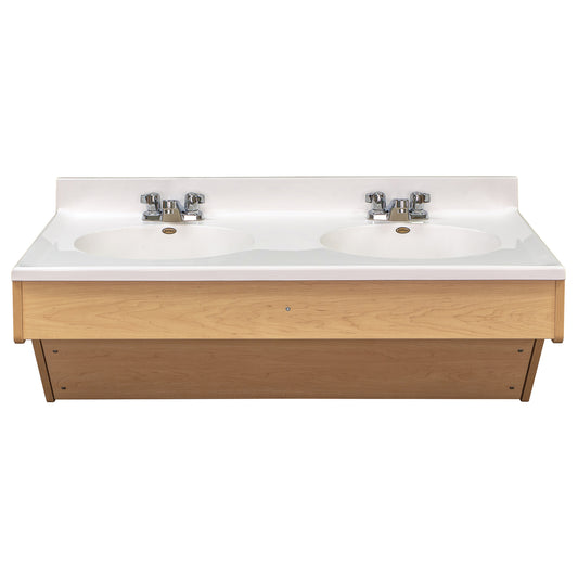 kids wall mounted double sink vanity -	Floating Double Vanity 49" Wide - Tot Mate