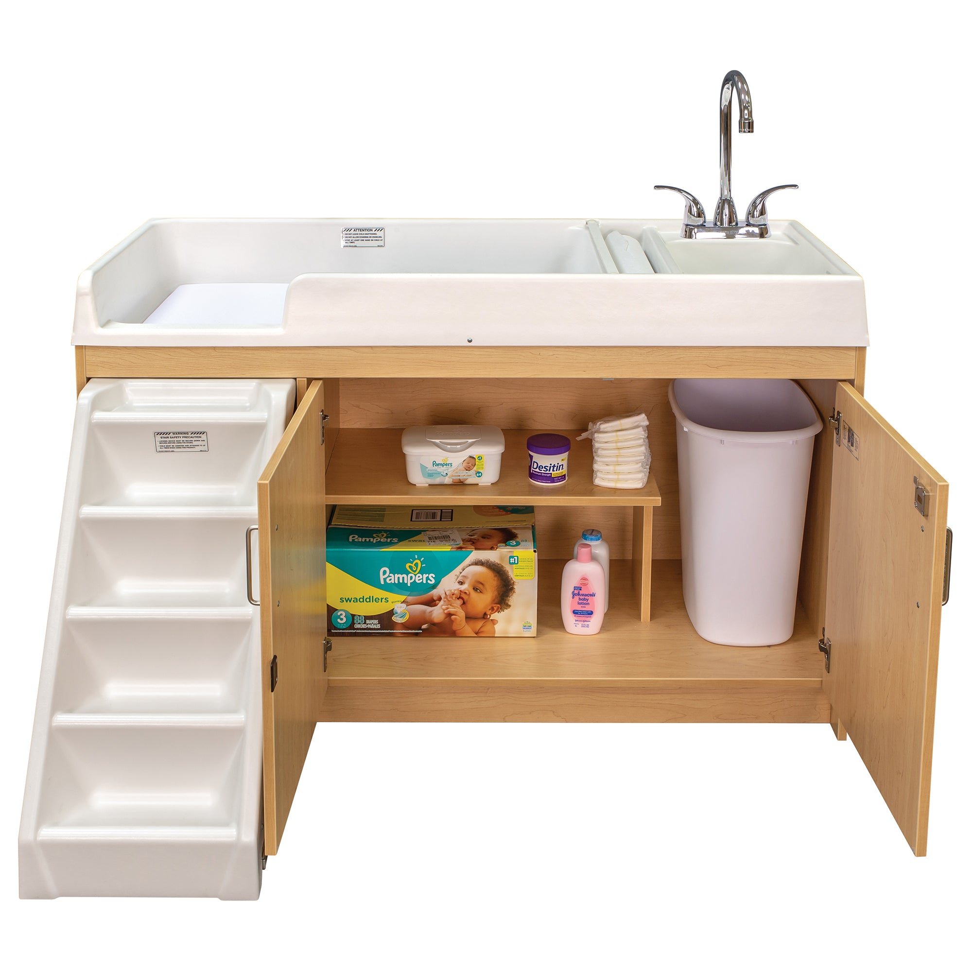 Toddler Walkup Changing Table with Sink 59-1/2" Wide