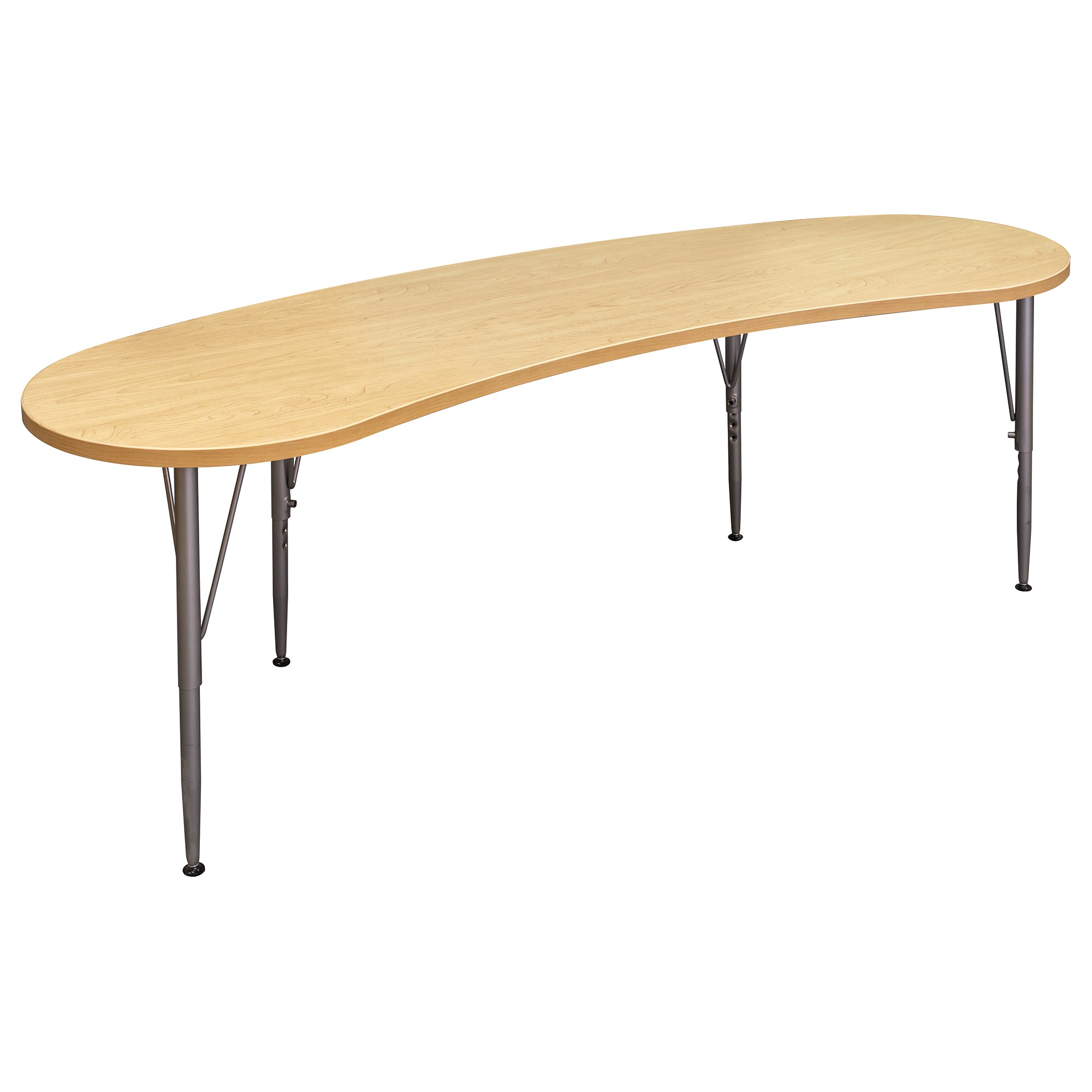 72 by 26 Curved Student Table with Adjustable Height Legs