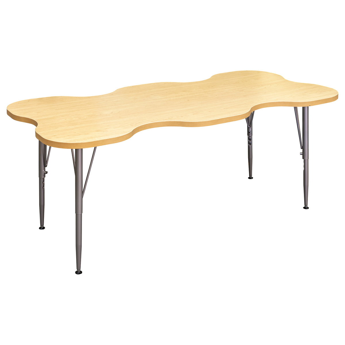 Six Seat Rectangular Childs Table with Adjustable Height Legs.
